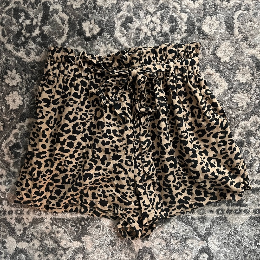 Cheetah print, paper bag waist shorts from Hollister